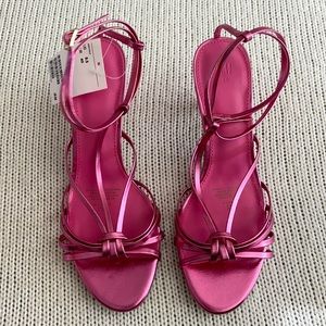 NWT! H&M Strappy Heels Pink Metallic Shine Size 8.5